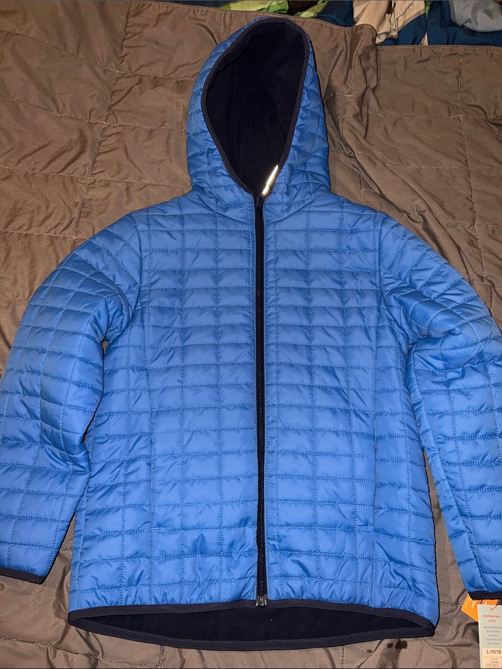 Cat & Jack Light Blue Quilted Hooded Puffer Jacket